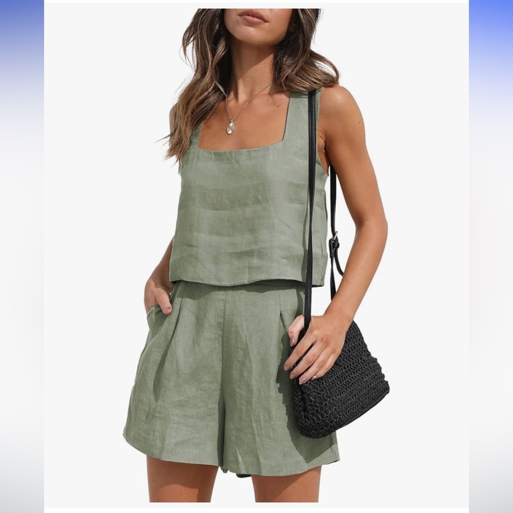 Green Linen Two-Piece Set